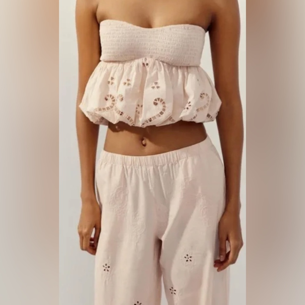 ISO Zara Cream Strapless Crop Top & Pants